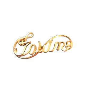Vintage Name Brooch Pin Fawn Handmade Script Gold Color Not Marked Not Magnetic